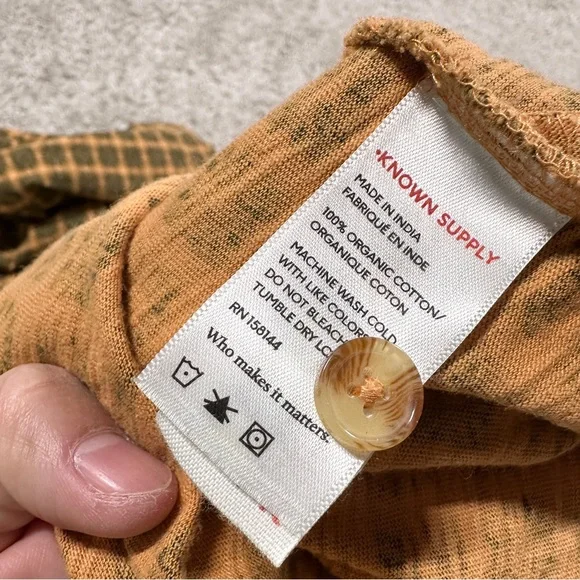 Known Supply Women’s Organic Cotton Cadence Overall Retro in Apricot Plaid M - Picture 11 of 14